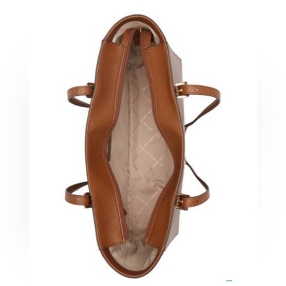 NWT Michael Kors Jet Set Travel Medium Top Zip Tote Shoulder Bag Tan/Luggage - Picture 9 of 9